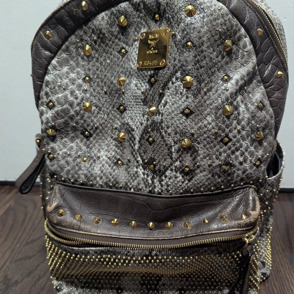 MCM Black and Gold Studded Backpack - Picture 8 of 8